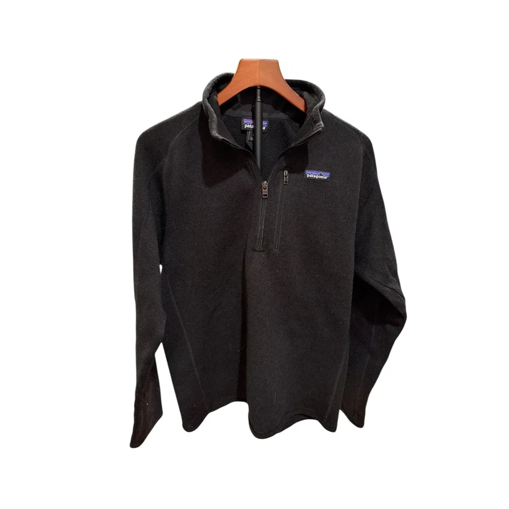 Patagonia Fleece Mens Medium Black Better Sweater Jacket Pullover 1/4 Zip Hiking